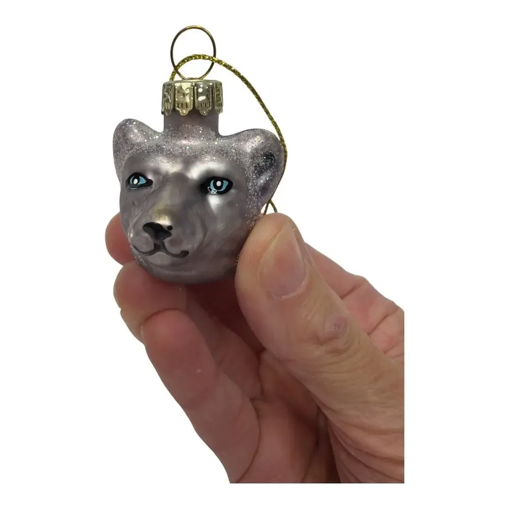 Inge Glas Wolf Head Christmas Hand Blown Ornament Germany Holiday